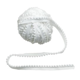Allazone 11 Yards Pom Trim Ribbon, 0.5’’ Wide Pom Ball Fringe Trim Ribbon Sewing Accessory DIY Crafts for Home Curtain Clothes Pillow Decoration (White, 0.5’’)
