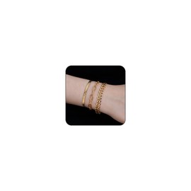 Gold Bracelets Set for Women, 14K Dainty Gold Plated Stackable Bracelets Waterproof Link Chain Adjustable Jewelry