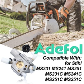 ADEFOL Vergaser mit Luftfilter, Zündkerze, Kraftstoffrohr, Schraube, Kraftstofffilter für Stihl MS231 MS241 MS251 MS231C MS241C MS251C MS251C (Primerbirnentyp) 1143 120 0611