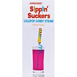 Sumthin' Sweet Sippin' Suckers Lollipop Candy Straw, 1.5 Ounce - 12 Count Box