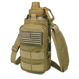 DEFUNX 32 Oz Water Bottle with Sleeve - Insulated Bottle with Strap Stainless Steel Gym Water Bottles for Men Sports Workout Hiking Khaki