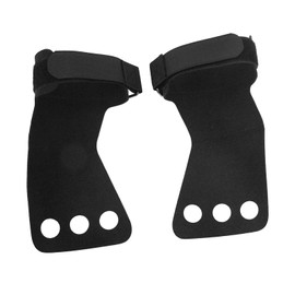 Ongwan Gymnastics Grips 2 Pack Gymnastics Palm Protector Imitation Leather 3 Finger Hand Grips for Pull Up Weight Lifting Training (Black)