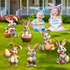6 PCS Easter Outdoor Decorations Lawn Yard Signs Cute Bunnies with Stakes, Funny Rabbits Eggs Basket for Holiday Party Spring Garden Patio Display Supplies Themed Festival