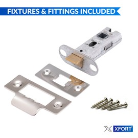 XFORT Tubular Latch, Polished Chrome, Tubular Door Latch for Internal Wooden Doors, (4 Pack, 65mm)