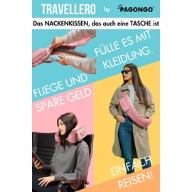 TRAVELLERO Fillable Neck Pillow, Travel Pillow Bag, Neck Pillow Aeroplane, Neck Roll, Travel Essentials, Travel Pillow, Travel Pillow, Medium Pink
