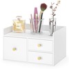Bamboo Desk Organizer with Drawers Wooden Desktop Storage Drawers for