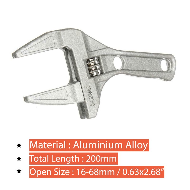 Adjustable Spanner Wrench, Wide Opening Jaws Spanner, Heavy Duty Aluminum