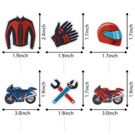 MEFENG Motorcycle Racing Theme Birthday Cupcake Toppers ,Extreme Sports Racing Party Supplies Boy Birthday Party Decor Racing Party Decorations, Motorcyclist Party Supplies.18 Pcs