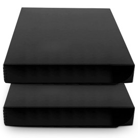 Golden State Art, Archival Folio Storage Box 11x17, Clamshell Design with Metal Edge, Preserve and Store Photos Documents Cards Prints Arts Crafts DIY, Black, Pack of 2