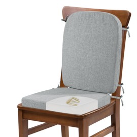 HOMBYS Kitchen Chair Back Cushion & Seat Cushion, Dining Room Chair Cushions,Seat Cushions for Kitchen Chairs,High Density Foam Seat Pad & Backrest,Chair Pads for Dinning Chair with Elastic Bands,grey