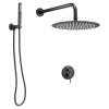 Matte Black 10 Inch Rainfall Shower Faucet Set Brass Valve
