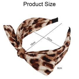 KIUEZIR 3 Packs Leopard Print Bow Headbands for Women - Crystal-Decorated Fabric Hairbands with Non-Slip Lining, Triple Cheetah Print Hair Accessories Design for Work, Dates & Vacations