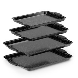 Country Kitchen Nonstick Stackable Bakeware Set - Durable, Easy Release Baking Set, Black, 4 Pcs