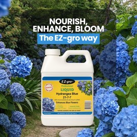 EZ-GRO Hydrangea Fertilizer, Liquid Plant Food 21-7-7 with Aluminum Sulfate for Hydrangeas - Perfect for Blue Flowers | Rhododendrons & Azalea Fertilizer, Ideal Hydroponic Nutrients - 1 qt (32 oz).