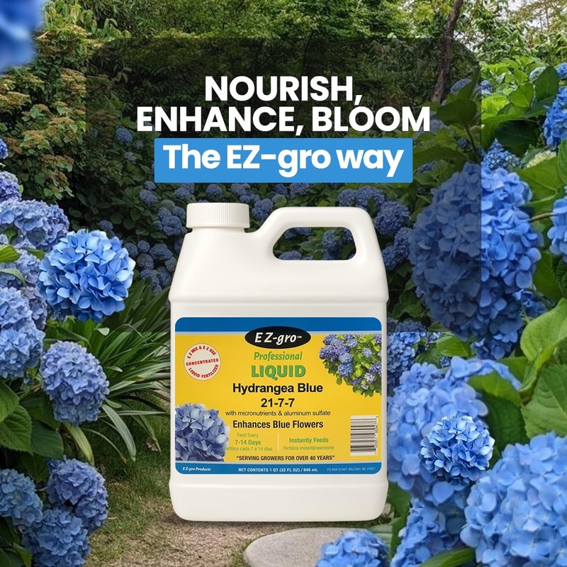EZ-GRO Hydrangea Fertilizer, Liquid Plant Food 21-7-7 with Aluminum Sulfate