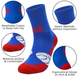 HYCLES Kids Basketball Socks 3 Pairs for Boys and Girls 6-16 Years Youth Soccer Football Rugby Socks Young Athletes Premium Quality, Moisture-Wicking, and Durable 13-16 years