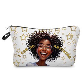 Livel lhood African American Makeup Bag Cute Small Organizer Zipper Pouch I Can Do Anything Cosmetic Bag Inspirational Birthday Present for Women Friends, hzt0749, Small