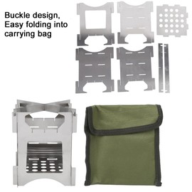 Portable Camping Wood Stove, 10 * 10cm Mini Foldable Detachable Wood Stove Lightweight Stainless Steel Woodstove with Carrying Bag, for Outdoor Travel Hiking&Picnic