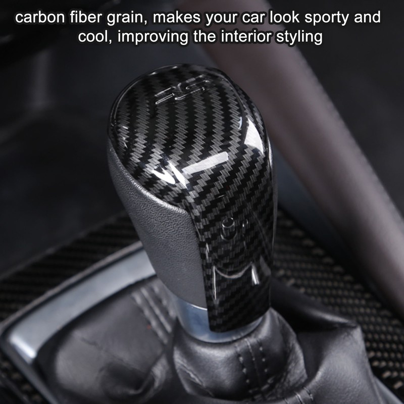 Gear Shift Knob Trim Carbon Fiber Grain Scratch Free Replacement