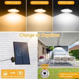 TSUNESLUX 2 Pack Solar Shed Pendant Light, Outdoor/Indoor Solar Motion Lights with 3000K/4000K/6000K, IP65 Waterproof for Garden, Patio, Balcony, Barn, Shed, Courtyard, Barn