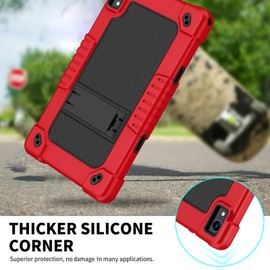 Sozengba Case for Urao C107,for Jeazans OC101/C107 10.1 Inch Tablet Case,Shockproof Kids Friendly with Shoulder Strap Stand Cover for HiGrace C107/ZOFYWNAS C107/Freeski C107 10.1 inch (Red/Black)