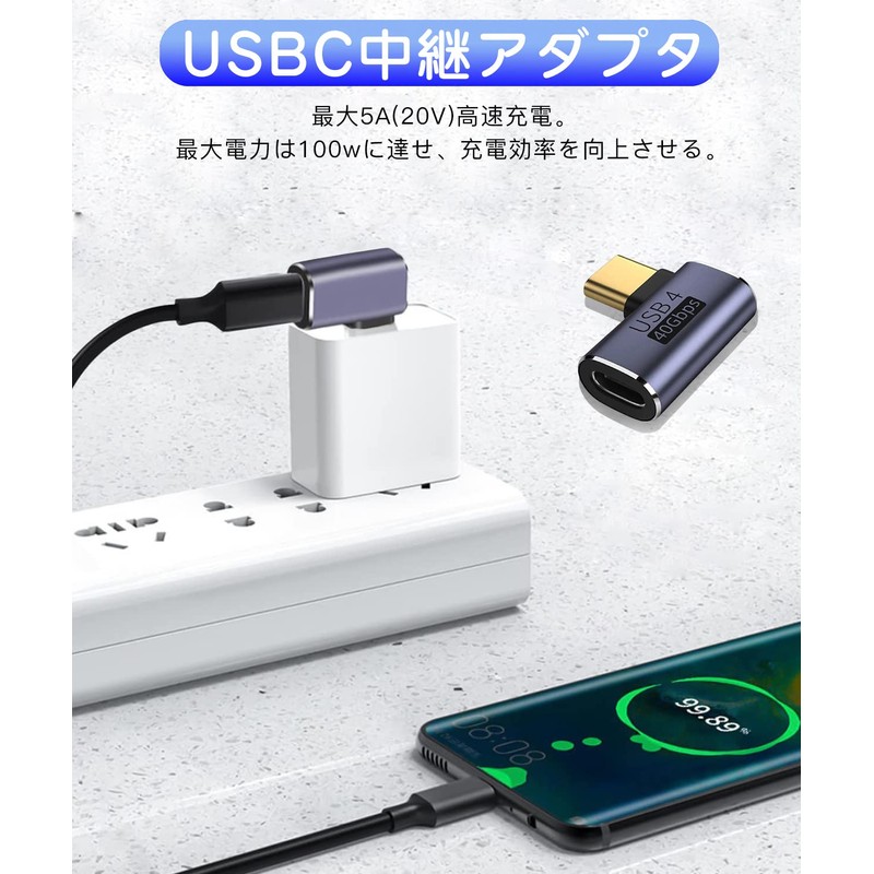USB 4.0 Type C Adapter, LIANHATA 2 Pack Side Vent