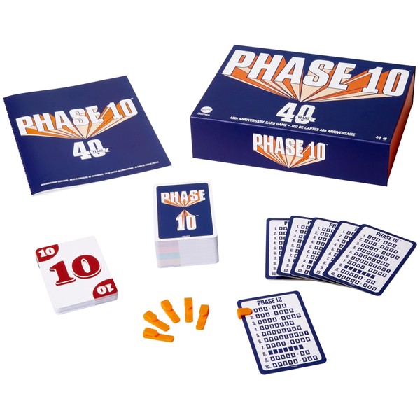 Mattel Games Phase 10 Card Game 40Th Anniversary Edition, Family Game for Adults & Kids, Rummy-Style Play in Tin Storage Box