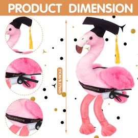 Lenwen Graduation Flamingo Plush Stuffed Animal Pink Toy for Kids Stuffed Flamingo with Graduation Cap Diploma Sash for Class of 2025 Congrats Grad Party Gift Decor