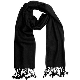 Unisex Lovely Pure Cashmere Wool Scarf Soft and Warm Neck Scarves - 12" x 60" (One Size, Black)