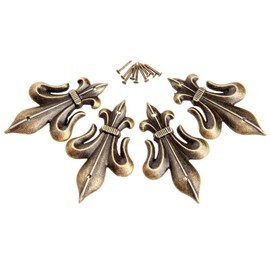 dophee 12 Pack Vintage Feet Leg Corner Protectors, Metal Embellishments Box Guard Edge Cover, Antique Bronze Decorative Furniture Brackets with Nails for Cabinet Wooden Case Table Desk, 2.09"x1.3"