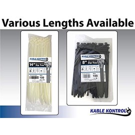 Kable Kontrol Releasable and Reusable Natural Zip Ties – 14” Inch Long - 50 Lbs Tensile Strength – 100 Pcs/Pack |Quick Release Trigger System | Multi-purpose | Adjustable |Cable Management Cord Wraps