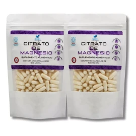 Saisa Herbal Citrato De Magnesio 2 Bolsas Con 120 Cápsulas De 500 Mg C/u. Sabor Natural