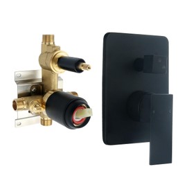 COXOVAY Wall Mount Shower Mixer Valve 2 Function Shower Valves Trim Kit 2 Way Showers Diverter Valve Replacement, Matte Black