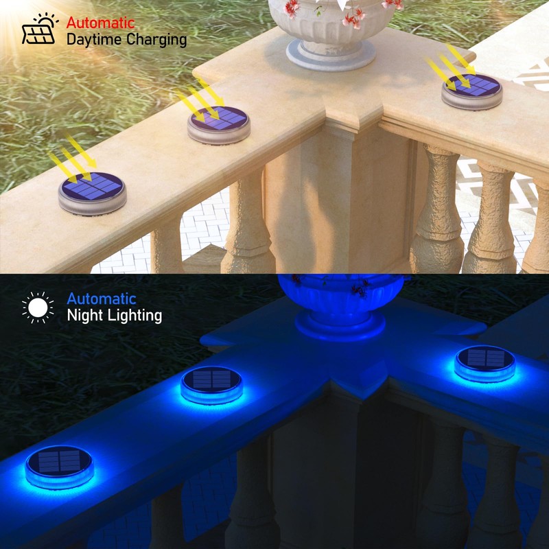 YiLaie Blue Solar Dock Lights Outdoor Waterproof, Driveway Warning Post
