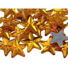Allstarco Star Rhinestones Embelishments 15mm Flat Back Acrylic Plastic Gems for Jewelry, Crafts, Costumes, Invitations, Cosplay - 35 Pieces (Gold Topaz .TZ)