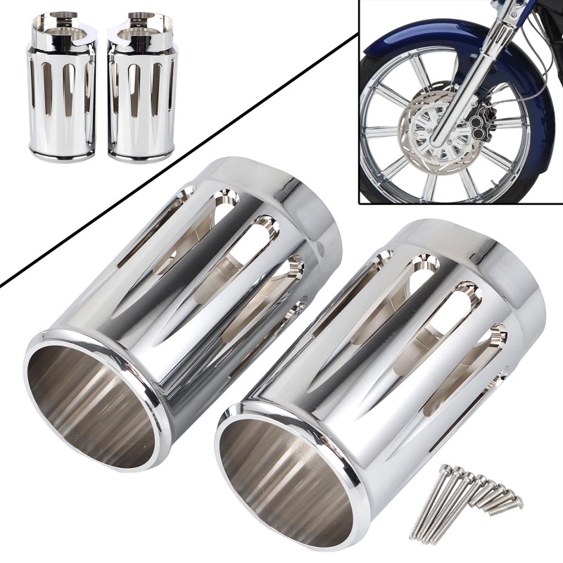 Unbranded Aluminum Fork Boot Slider Cover Cow Bells For Harley