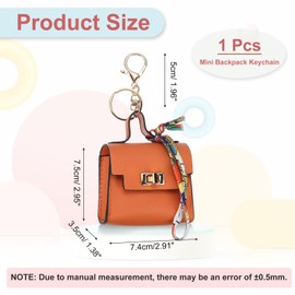 PATIKIL Mini Backpack Keychain, Cute Coin Purse Keychain PU Leather Backpack Purse Key Chain Little Earbud Bag Keychains for Women Mini Card Data Cable Organizer, Orange