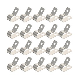 20 Pcs R Type Clamp Wire Cable Metal Brackets Wire Cable Clamps Stainless Steel Cable Clamp Simple Cable Organizer Clip Clamp Stainless Steel Silver Wire Clamp Clips Wire Clip