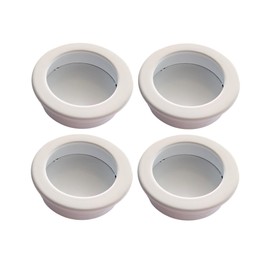 Gedotec Shell Handle Recessed | White Matt | Metal Inlet Handle | Diameter 35 mm Bore | Pack of 4 | Modern Handle Shell for Inlet | Recessed Handle MA35 | Handle Shell Sliding Door | Round Handle 40