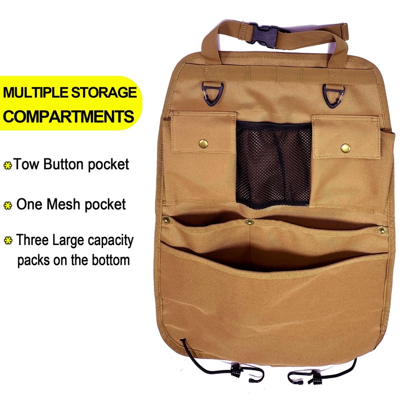 BEATUNEE Car Seat Back Organizer with Multiple Pockets and Hooks