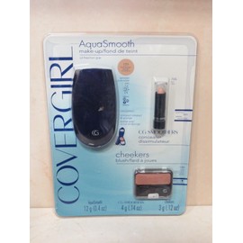COVERGIRL AQUA 3 PC MAKE-UP #725 COMPACT & SPONGE, #705 CONCEALER, #130 BLUSH
