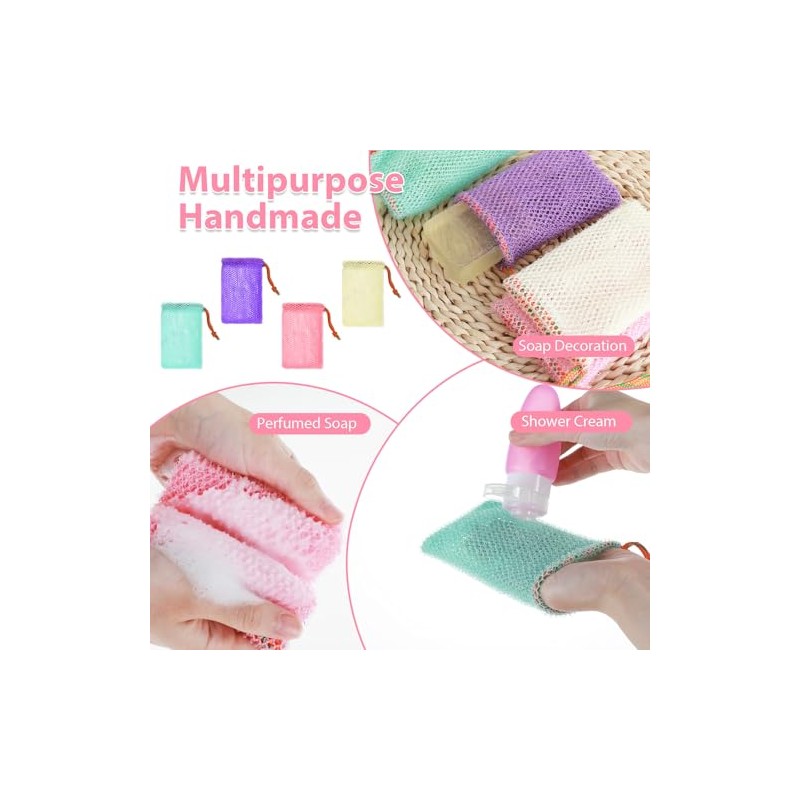 JJUNW Paquete De 4 Bolsas De Jabón De Malla Exfoliante,