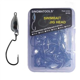 SINGMATOOLS Weighted Swimbait Hooks Weedless Swinging Jig Head Texas Rig Ned Rig Fishing Hooks Power Version with Different Weight for Bass Fishing 1/2 1/4 3/4 1/8 3/8 3/16 OZ (1/4 OZ, Hook 3/0)