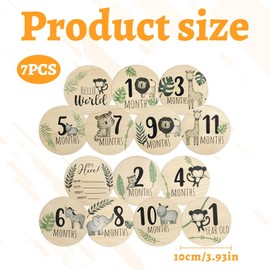 Wooden Baby Milestone Cards,7PCS Milestone Baby Cards for Newborn,Baby Monthly Milestone Cards Double-Sided 1-12 Months,New Baby Gifts for Boy or Girl Growth Record Photography Prop