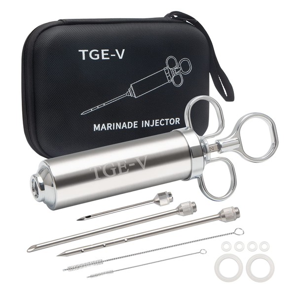 TGE-V Meat Injector Marinades for Meat Turkey with 3 Marinade Syringe Needles Meat Injector for Smoking BBQ 2oz