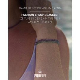 Purelei® Amethyst Bracelet, Women's Bracelet Made of Durable Stainless Steel, Waterproof Amethyst Bead Bracelet, 16-19 cm Length Adjustable, Stainless Steel, Amethyst