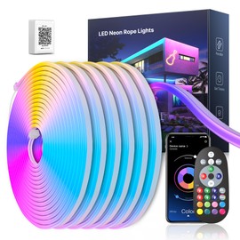 Nexillumi Neon LED Rope Lights 98.4FT, IP67 Waterproof LED Lights for Bedroom Flexible LED Light Strip with Remote and APP Control RGB Lighting Strip for Indoors Outdoors Bedroom Room Home Decor