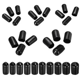 sourcing map 50pcs Round End Protective Caps Rubber Cover 1/4" 5/16" 3/8" 7/16" 1/2" Black Screw Protector for Screw Bolt, Plumbing Pipe