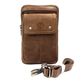 Vidlea Multifuntional Leather Messenger Bag Mini Cellphone Shoulder Bag Pocket Money Purse Pouch Tool Bag Fanny Pack for Men Women (T5 Desert Camel)