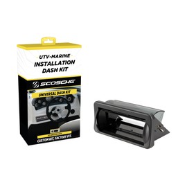 Scosche ACM5B Universal Marine Radio Cover - Water Resistant Boat Dash Radio Protector Shield with Spring Loaded Flip-Up Retractable Door, Single DIN Marine Stereo Kit - Durable Boat Accessory - Black